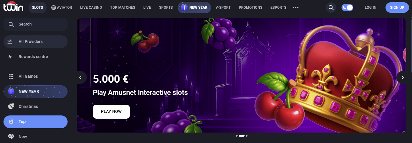 Visão geral do lobby do Twin Casino em Portugal